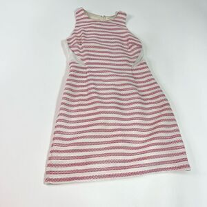 Rhyme A-Line Mini Dress Women's Medium Pink Cream Striped Racer Tweed Hidden Zip